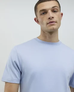 Blue Slim Fit Interlock Crew Neck T-Shirt