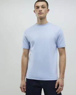 Blue Slim Fit Interlock Crew Neck T-Shirt