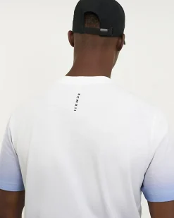 Blue Slim Fit Ombre Print Pocket T-Shirt
