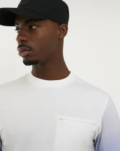 Blue Slim Fit Ombre Print Pocket T-Shirt