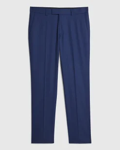 Blue Slim Fit Stretch Textured Suit Trousers