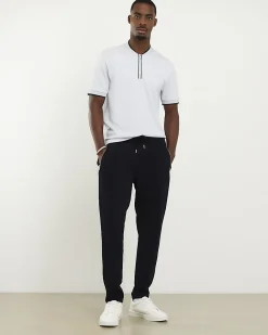 Blue Slim Fit Textured Tipped Polo Shirt
