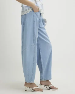 Blue Soft Barrel Leg Jeans