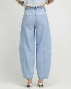 Blue Soft Barrel Leg Jeans
