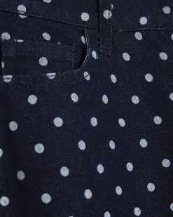 Blue Spot Print Relaxed Straight Jeans