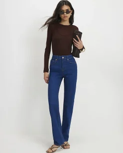 Blue Stretch Straight Leg Jeans