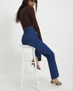 Blue Stretch Straight Leg Jeans