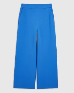 Blue Stretch Wide Leg Trousers