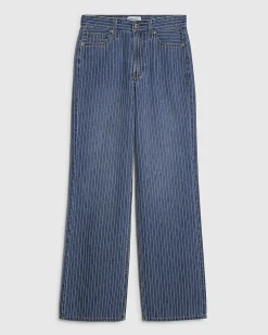 Blue Stripe Relaxed Straight Leg Jeans