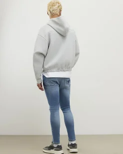 Blue Super Skinny Fit Ripped Stretch Jeans