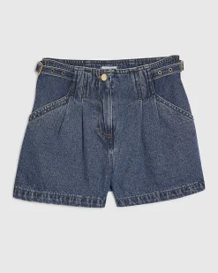 Blue Tab Side Tailored Denim Shorts