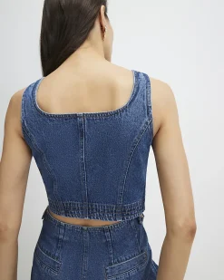Blue Tab Side Tailored Denim Shorts