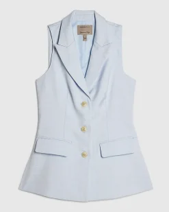 Blue Tailored V Neck Waistcoat