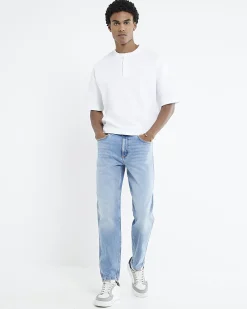 Blue Tapered Fit Stretch Jeans