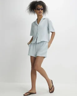 Blue Textured Shorts
