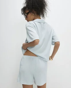 Blue Textured Shorts