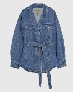 Blue Tie front Denim Jacket