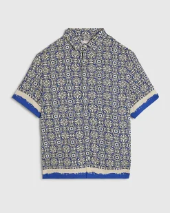 Blue Tile Print Shirt