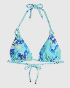 Blue Triangle Reversible Floral Print Bikini
