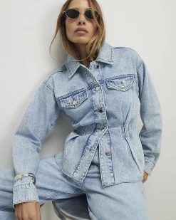 Blue Waisted Denim Jacket