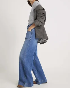 Blue Wide Leg Pocket Front Jeans