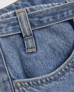 Blue Wide Leg Tie Front Jeans