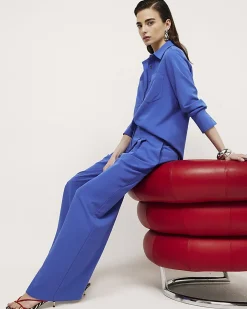 Blue Wide Leg Trousers