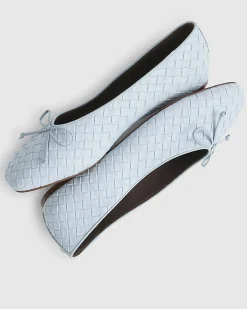 Blue Woven Ballet Pumps