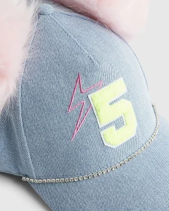 Blue Year Zero Pom Pom Denim baseball Cap
