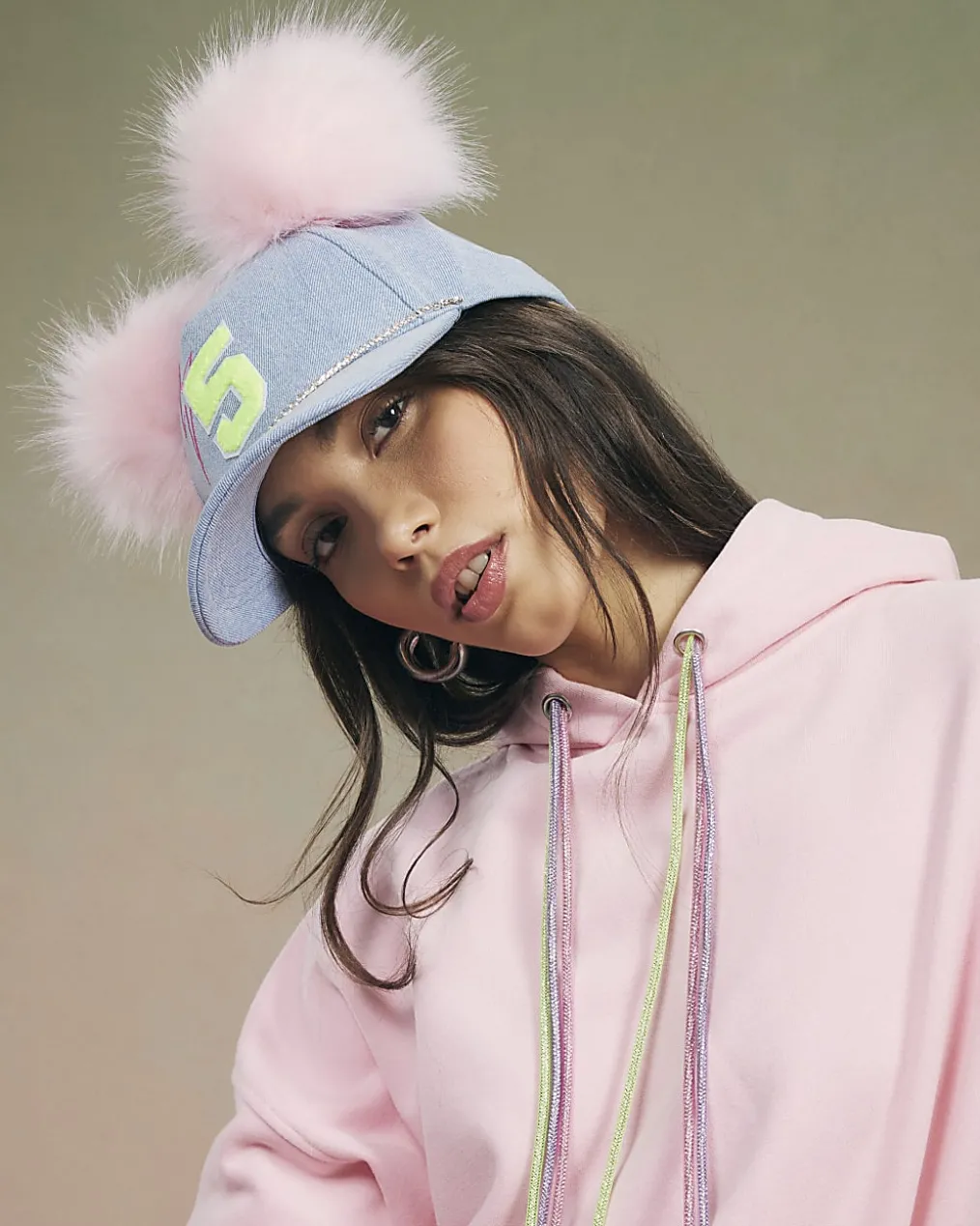 Blue Year Zero Pom Pom Denim baseball Cap