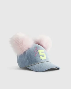 Blue Year Zero Pom Pom Denim baseball Cap