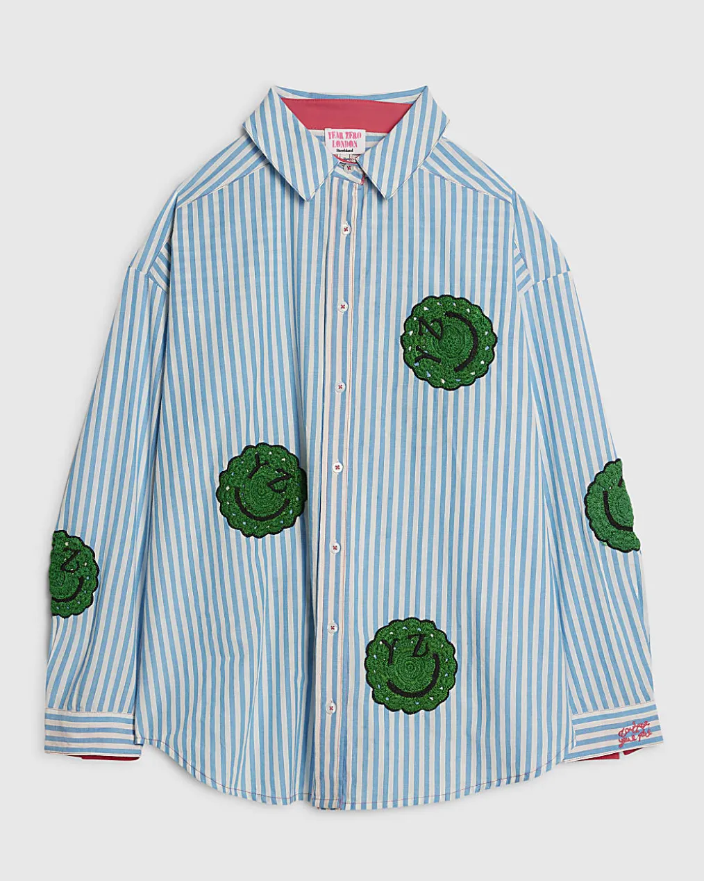 Blue Year Zero Stripe Smiley Face Shirt