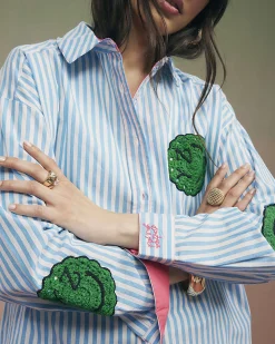 Blue Year Zero Stripe Smiley Face Shirt