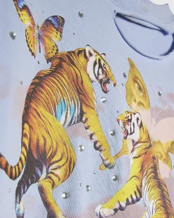 Blue Year Zero Tiger Graphic Crop T-Shirt