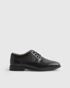 Boys Black Faux Leather Point Shoes