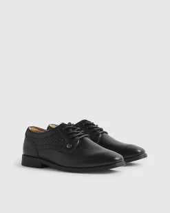 Boys Black Faux Leather Point Shoes