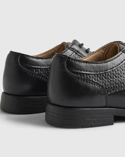 Boys Black Faux Leather Point Shoes