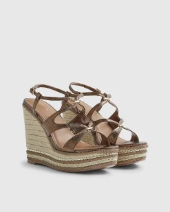 Bronze Caged Wedge Sandals