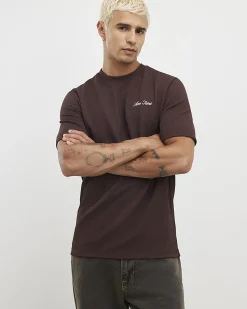 Brown Slim Fit Textured Midweight T-Shirt