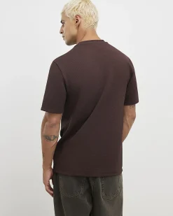 Brown Slim Fit Textured Midweight T-Shirt