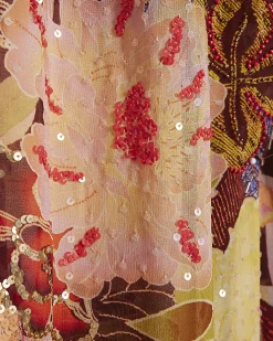 Brown Balloon Floral Print Trousers