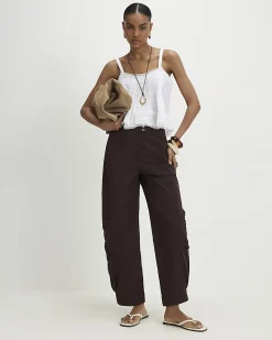 Brown Barrel Leg Trousers