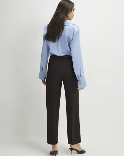 Brown Belted Cropped Wide Leg Trousers