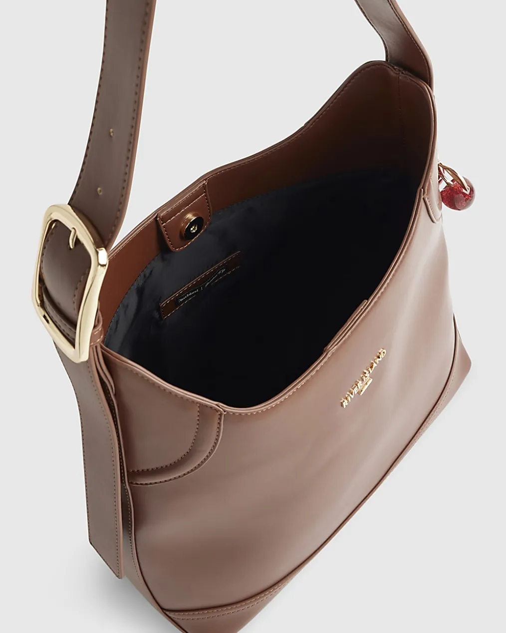 Brown Buckled Slouch Bag