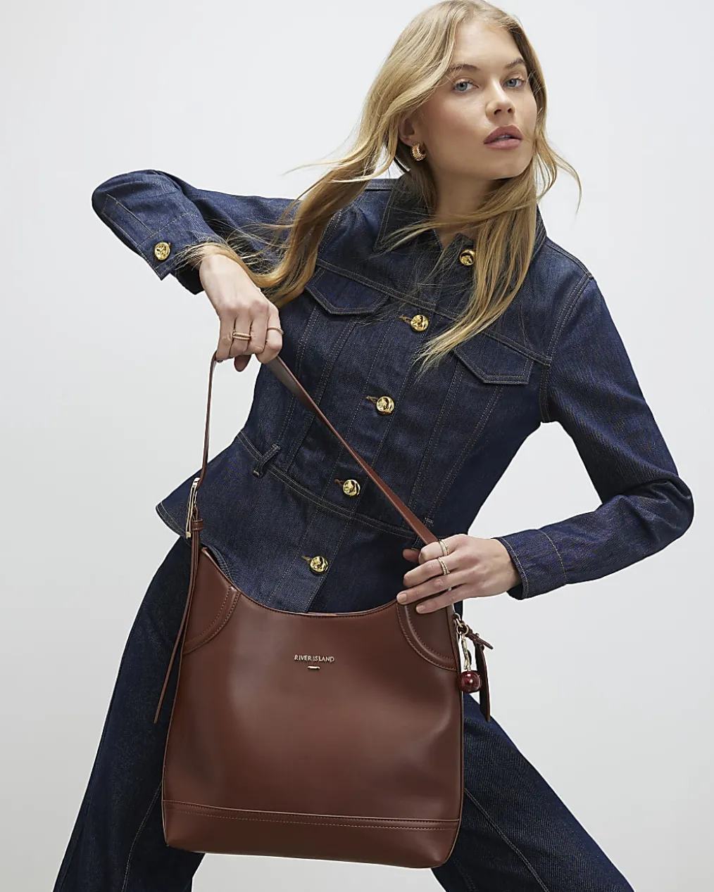 Brown Buckled Slouch Bag