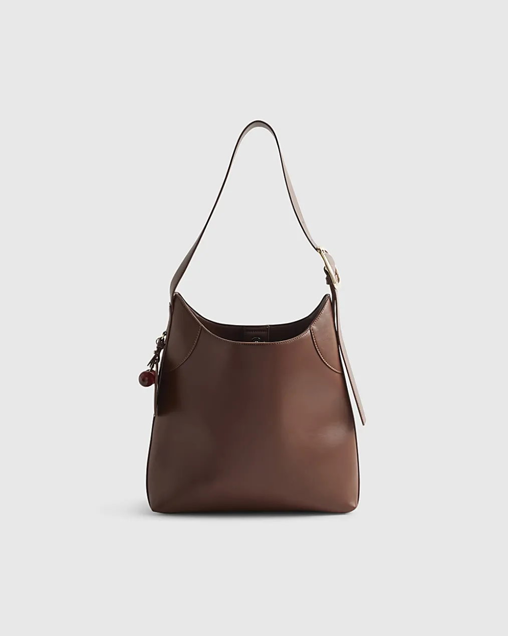 Brown Buckled Slouch Bag