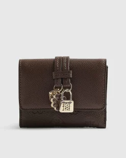 Brown Charm Detail Mini Foldout Purse