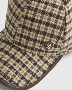 Brown Check Print baseball Cap