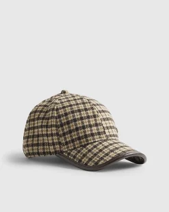 Brown Check Print baseball Cap