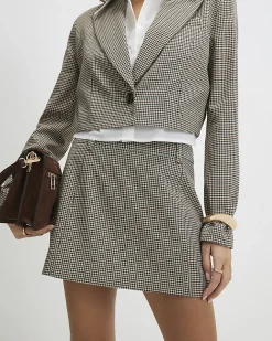 Brown Check Tailored Skort
